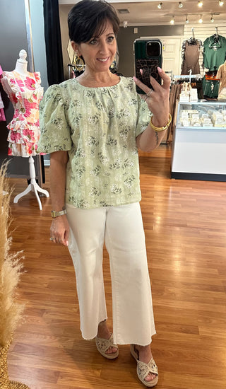 Candy Mint Floral Top