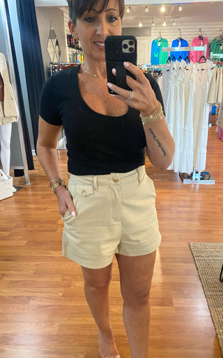 High Waisted Khaki Shorts