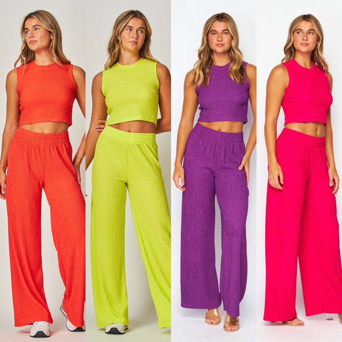 Cropped Top Pant Sets- Four Colors
