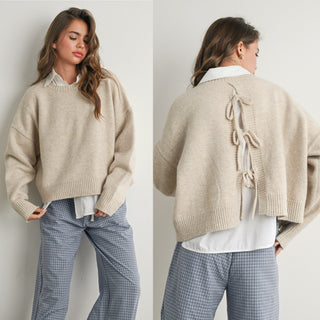 Tie-Back Sweater- Taupe