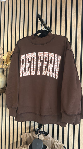 Red Fern Zebra Mock Neck Sweatshirt