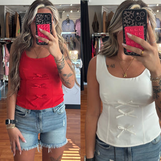 Triple Bow Top- Available in Red & White