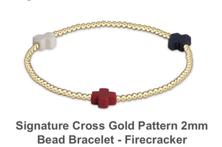 Enewton Signature Cross Gold Pattern 2mm Bead Bracelet- Firecracker