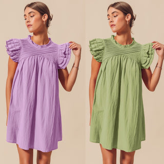 Pin Tucked Dress- Available in Lavender & Sage