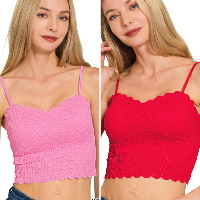 Seamless Lace Bralette- Red & Candy Pink