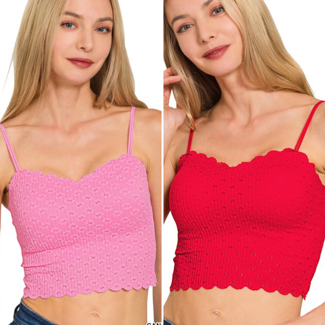 Seamless Lace Bralette- Red & Candy Pink