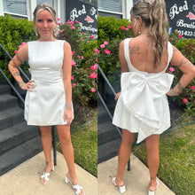 Load image into Gallery viewer, Pearl Trim Bow-back Mini Dress
