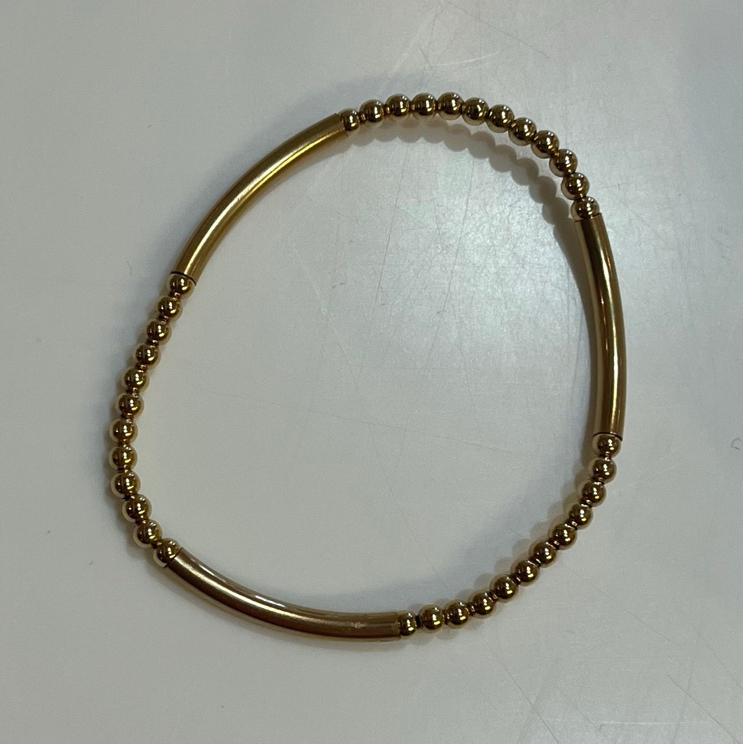 Enewton Bliss bar gold pattern 3mm bead bracelet gold