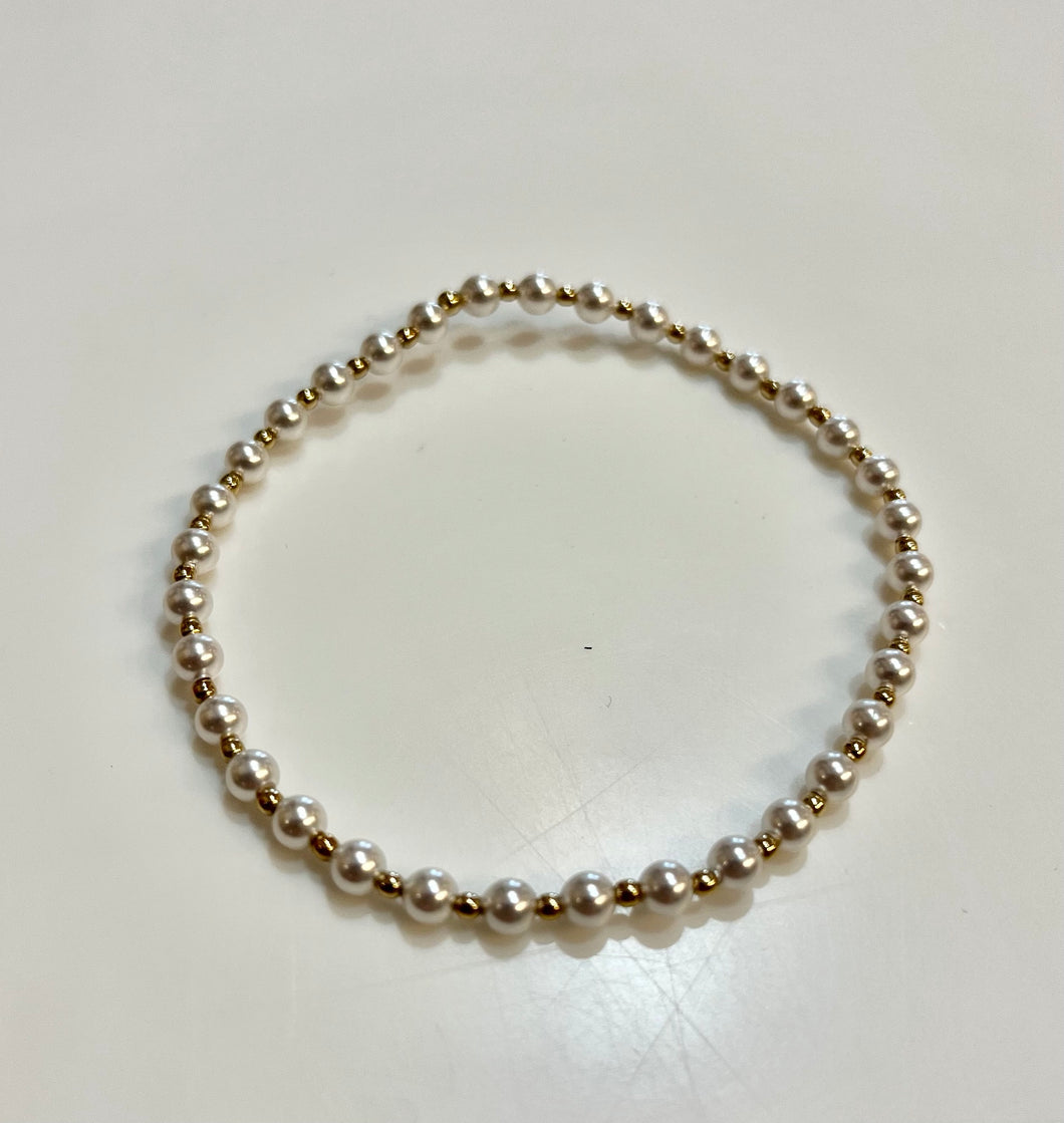 Enewton extends- Classic grateful pattern 4mm bead bracelet- pearl