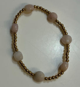 Enewton admire gold 3mm bead bracelet- pink opal