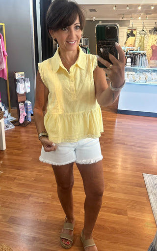 Swiss Dot Top- Yellow