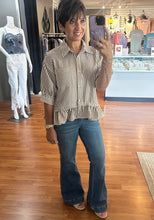 Load image into Gallery viewer, Stripe Peplum Top- Brown