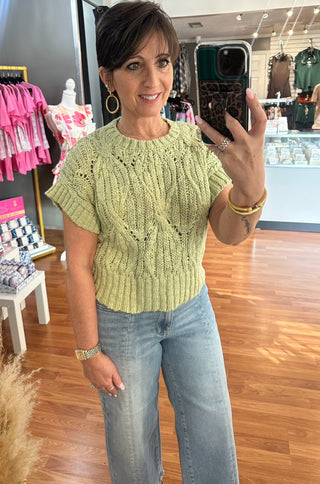 Pistachio Cable Knit Sweater