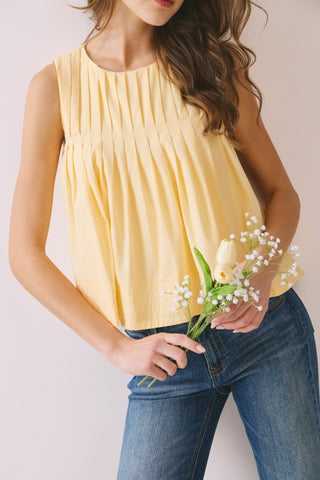 Yellow Pleated Top