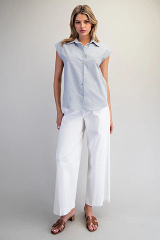 Striped Cinch Tie Back Blouse