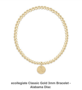 Enewton eCOLLEGIATE classic gold 3mm bracelet- Alabama Disc