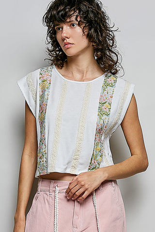 Floral Patch Top- White
