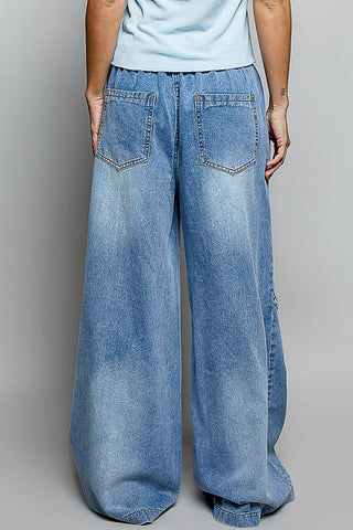 Studded Denim Wide Leg Jeans