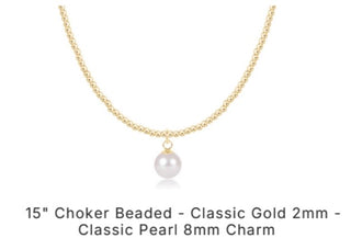 Enewton 15” Choker Beaded- Classic Gold 2mm- Classic Pearl 8mm Charm