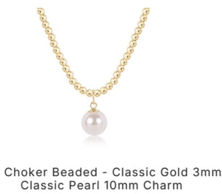 Enewton 17” Choker Beaded Classic Gold 3mm - Pearl 10mm Charm