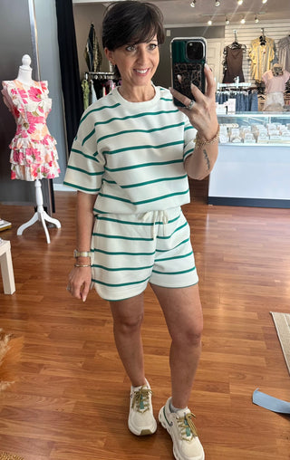 Emerald Stripe Short Set- Thread & Supply