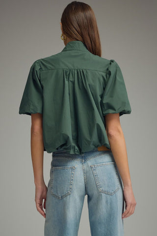 Bubble Hem Top- Hunter Green