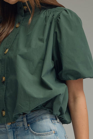 Bubble Hem Top- Hunter Green