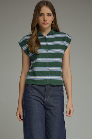 Ivy Sweater - Hunter Green & Blue
