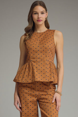 Camel Polka Dot Top