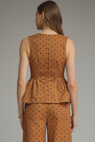 Camel Polka Dot Top