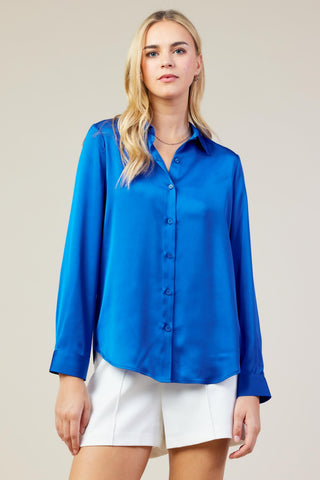 Eon Blue Satin Blouse
