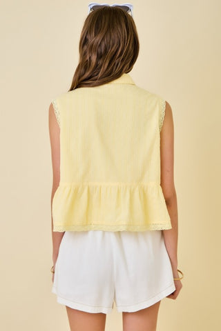 Swiss Dot Top- Yellow