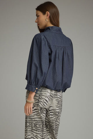 Denim Bubble Hem Top