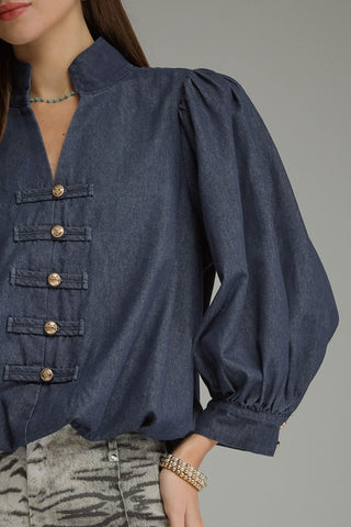 Denim Bubble Hem Top