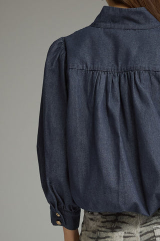 Denim Bubble Hem Top
