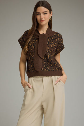 Self-Tie Leopard Top