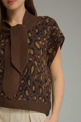 Self-Tie Leopard Top