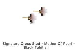 Enewton Signature Cross Stud- Mother of Pearl Black Tahitian