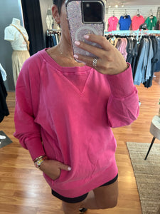 French Terry Pullover- Hot Pink
