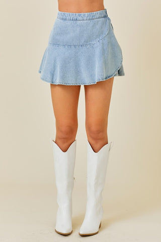Washed Denim Skort