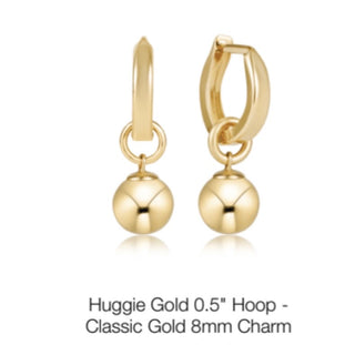 Enewton Huggie Gold 0.5” Hoop- Classic Gold 8mm Charm