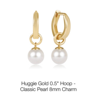 Enewton Huggie Gold 0.5” Hoop- Classic Pearl 8mm Charm