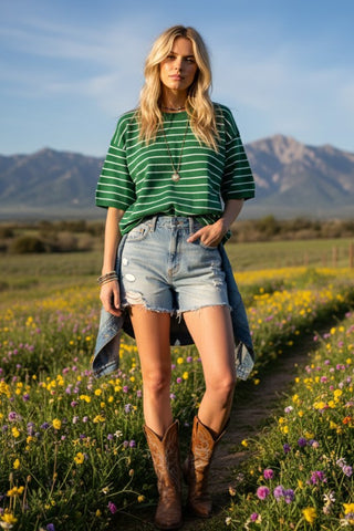 Green Stripe Knit Top