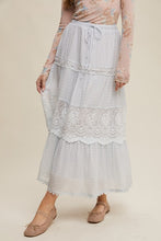 Load image into Gallery viewer, Tiered Lace Maxi Skirt- Pale Blue