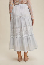 Load image into Gallery viewer, Tiered Lace Maxi Skirt- Pale Blue
