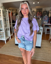 Load image into Gallery viewer, Halo Snow Washed Oversized Crop Tee- Violet
