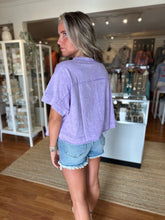 Load image into Gallery viewer, Halo Snow Washed Oversized Crop Tee- Violet