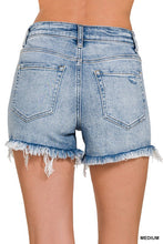 Load image into Gallery viewer, Raw Frayed Hem Denim Shorts- Medium Wash