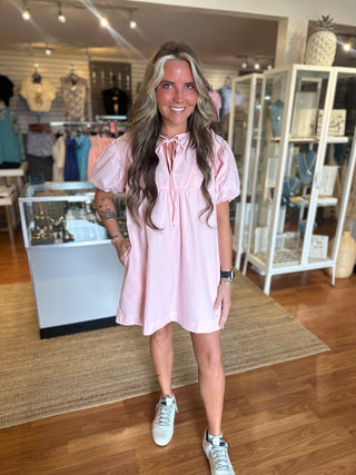 Scalloped Baby Doll Dress- Blush