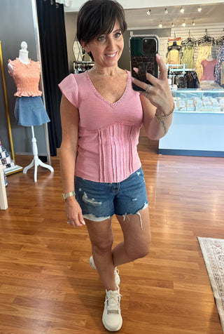 Pretty Pink Seam Detail Top